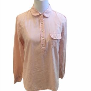 J Crew Pink Blush Cotton Popover Top Size XS